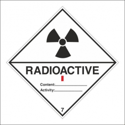 ADR/RID/ADN Bárca, 7 (7A) osztály veszélye, I-fehér kategória, radioaktív anyagok
