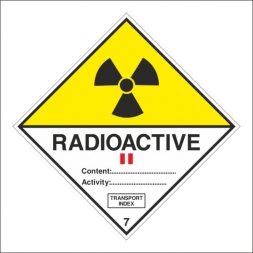 ADR/RID/ADN Bárca, 7 (7B) osztály veszélye, II-sárga kategória, radioaktív anyagok