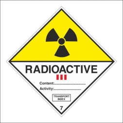 ADR/RID/ADN Bárca, 7 (7C) osztály veszélye, III-sárga kategória, radioaktív anyagok